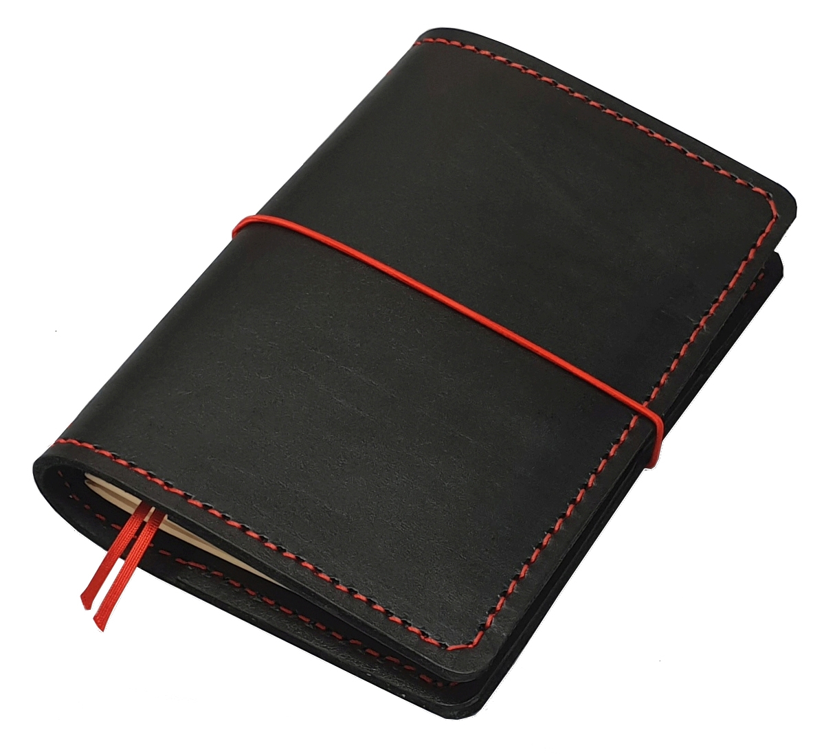 FLEXI "M" PREMIUM  - kožený zápisník s priehradkami - 2023; čierno-červený