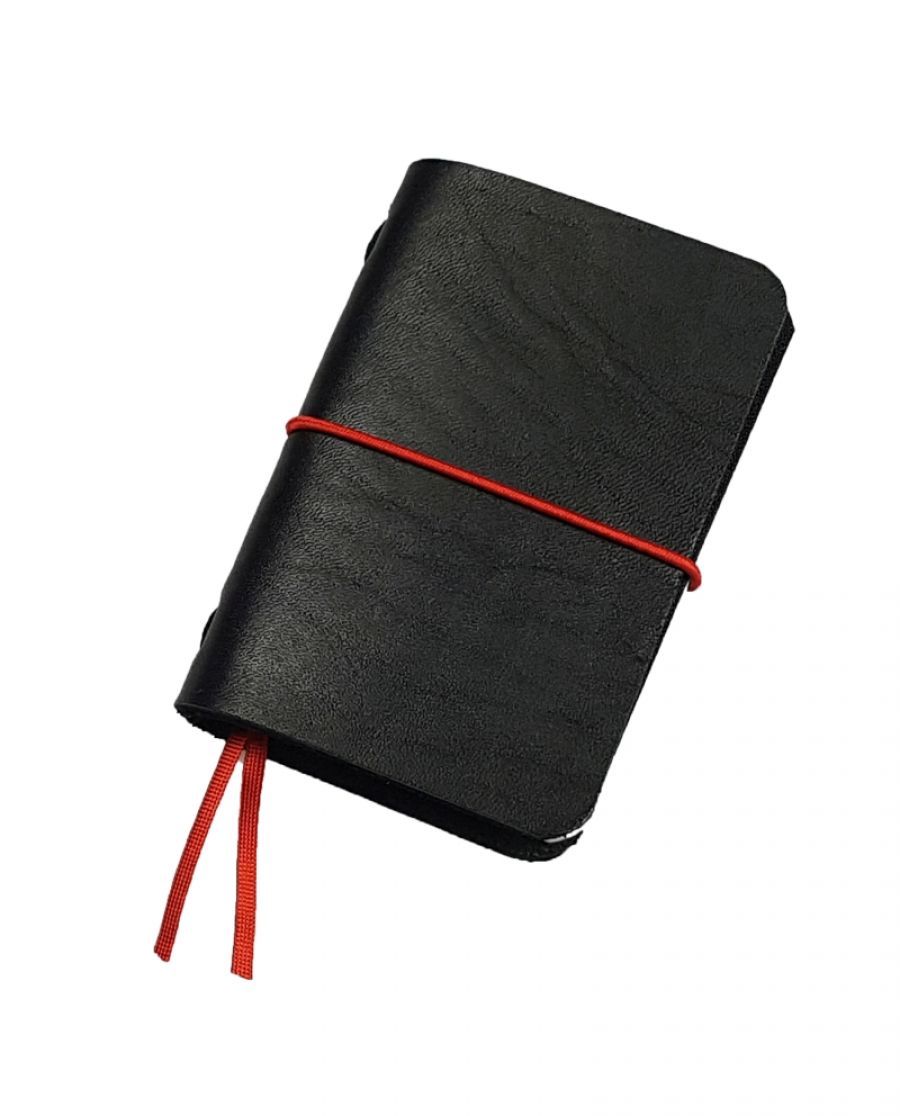FLEXI MINI SLIM čierny s červenými doplnkami - kožený dopĺňací zápisník