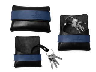 ARITON -kožené ručne vyrobené puzdro/organizér na kľúče,(čierna+kráľovská modrá)