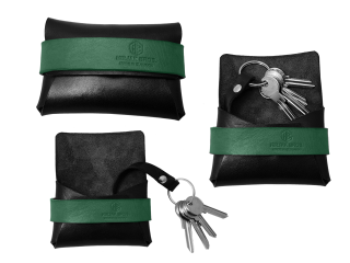 ARITON - kožené ručne vyrobené puzdro/organizér na kľúče,(čierna+ tmavo-zelená)