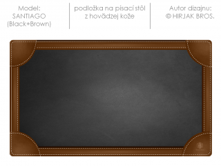 SANTIAGO (Black+Brown) - kožená podložka na písací stôl (50x35cm), hovädzia koža