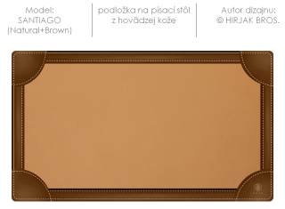 SANTIAGO (Natural+Brown) kožená podložka na písací stôl (50x35cm), hovädzia koža
