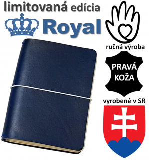 FLEXI ("M")-farba: ROYAL BLUE modrá; kožený zápisník - 2024, TO-DO, čisté strany