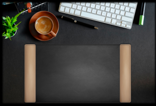 MANGEMENT - kožená podložka na písací stôl, čierna s prírodnými klopami, 50x35cm
